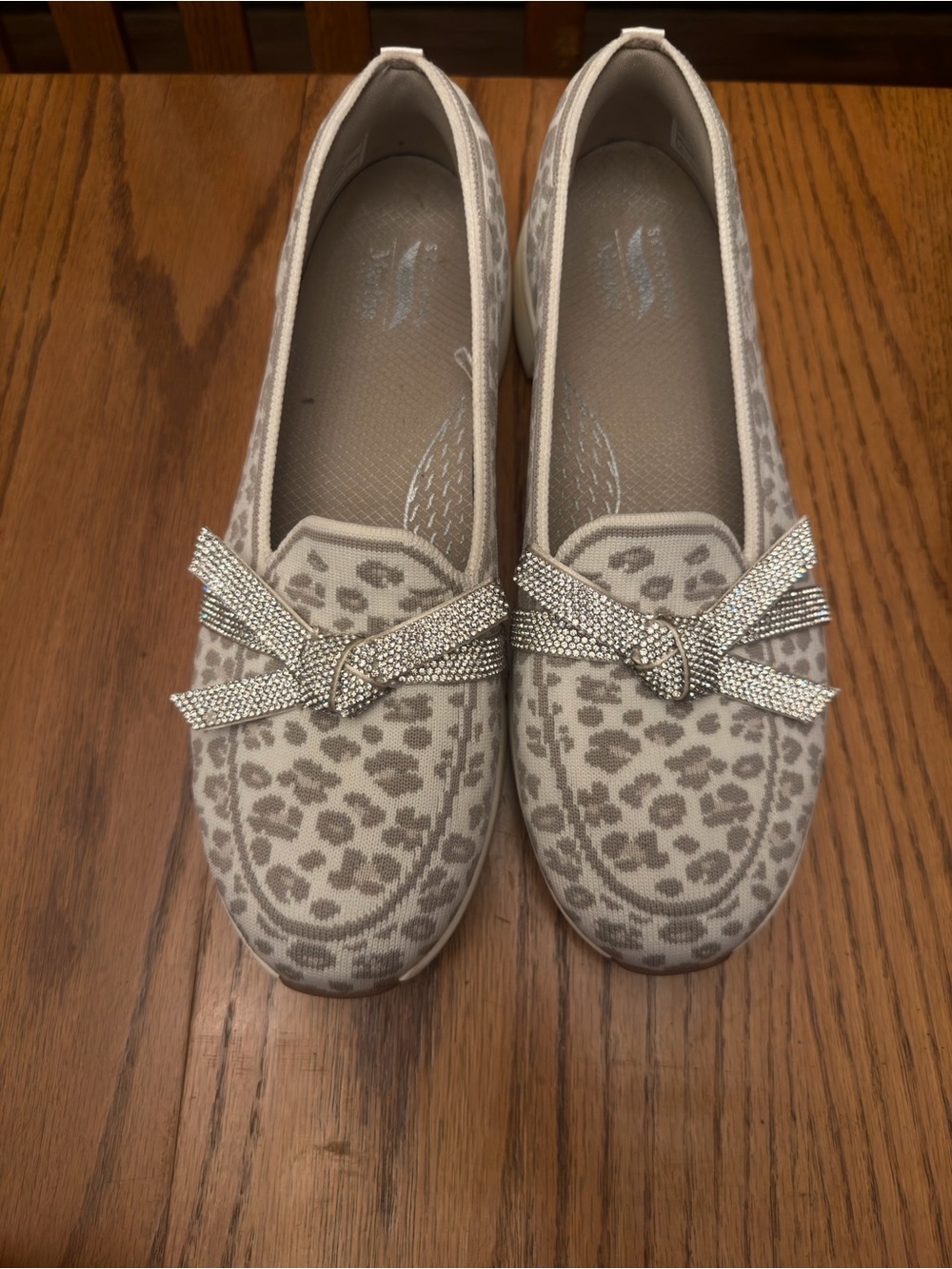 Skechers - Martha Stewart:  Leopard Print Slip-On Loafers with Rhinestone Bow